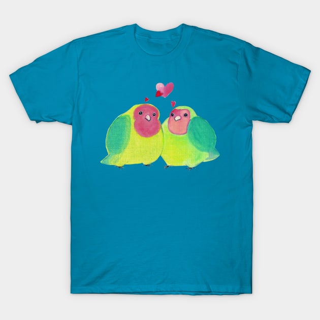 Cute Watercolor Love Birds T-Shirt by saradaboru